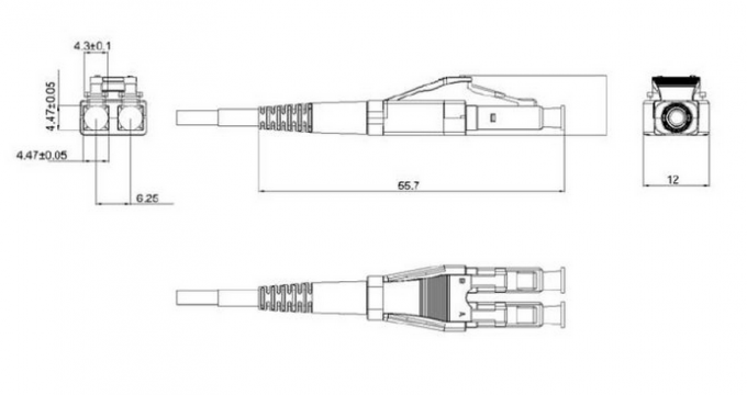 Material de RohS del conector de la fibra Ã³ptica de Uniboot del duplex del LC OM3, color de la aguamarina